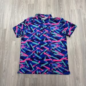 Yatta Golf Polo Shirt Men's 2XL XXL Colorful Print Geometric Stretch Golfing
